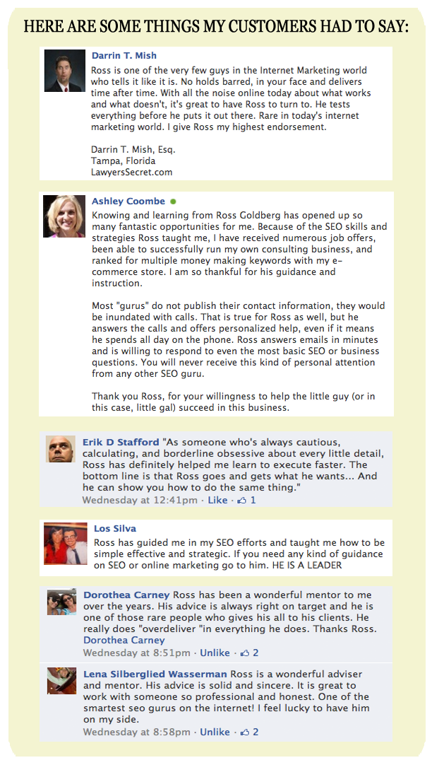 Ross Goldberg Testimonials